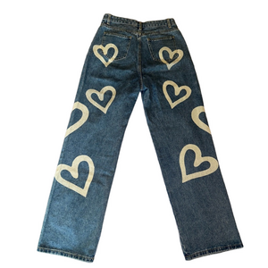 Cider Heart Print Wide Leg Jeans – Size Small